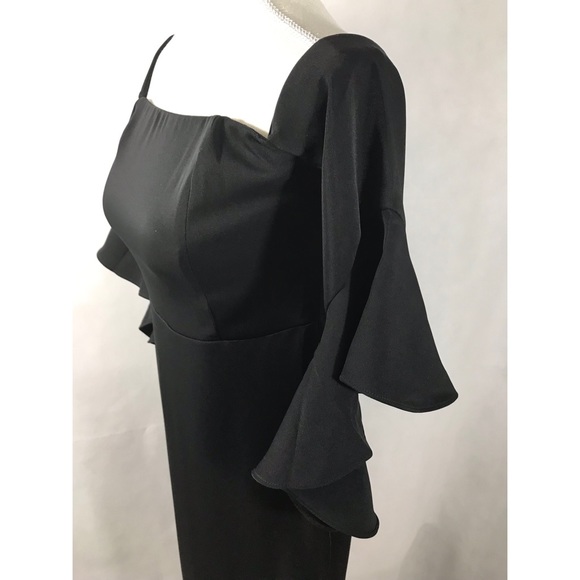 Express fitted drape sleeve black dress - Picture 6 of 8